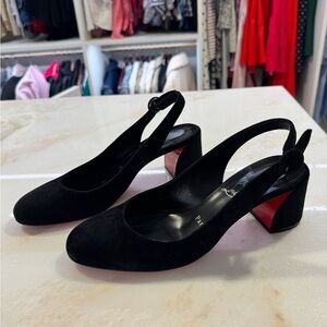 Christian Louboutin Black Slingback Heels. So Jane 55